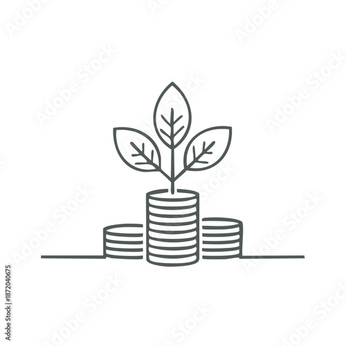 Financial growth illustration a plant growing from a stack of coins concept of investment returns and sustainable money increase