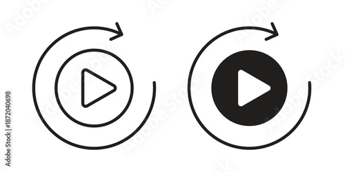 Replay icons. Vector graphic. Editable vector stroke. EPS 10.