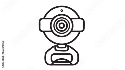 A simple line drawing of a webcam on a clean white background