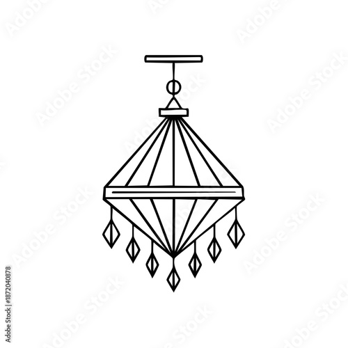 Elegant Hanging Light Fixture with Diamond Pendants Line Art Interior Decor Home Lighting Lamp Illumination Minimalist Design