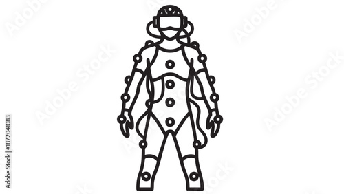 Astronaut in a spacesuit standing in a futuristic environment from a front viewpoint