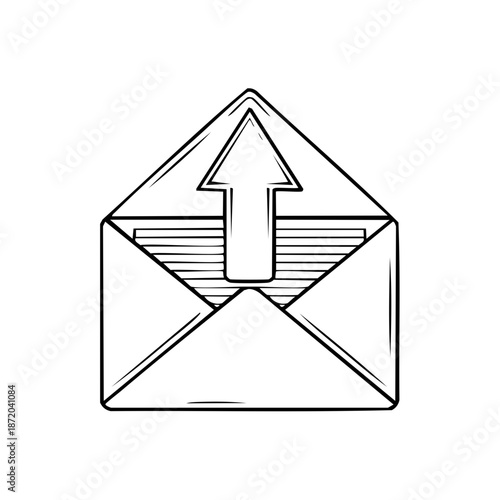 Open Envelope with Sending Arrow Symbolizes Outgoing Message Delivery Vector Art