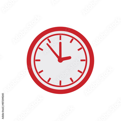 Free Download Minimalist Wall Clock Illustration Showing Two Fifteen with Red Frame and Hands on White Background Time Management Device - GFXLoad
