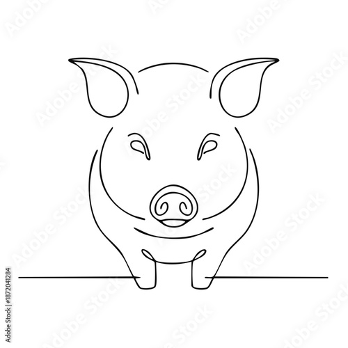 Single continuous line drawing of a piglet Animal illustration Minimalist pig sketch Farming symbol Pet portrait