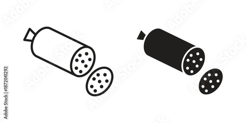 Sausage salami icons. Vector graphic. Editable vector stroke. EPS 10.