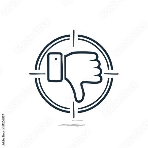 Dislike Hand Gesture Targeting Rejection Negative Feedback Failure Icon on Crosshairs