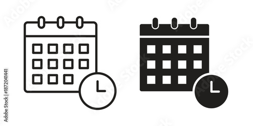 Schedule icons. Vector graphic. Editable vector stroke. EPS 10.