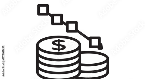 Falling coin graph icon isolated on transparent background