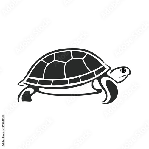 Turtle Graphics Vector Illustration Simple Sea Creature Isolated Silhouette