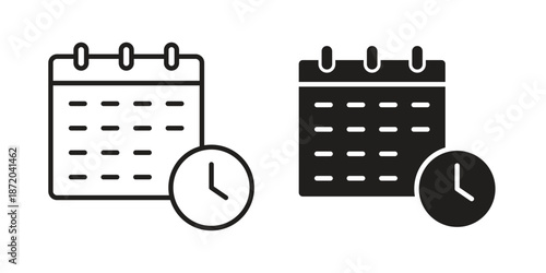 Schedule icons. Vector graphic. Editable vector stroke. EPS 10.