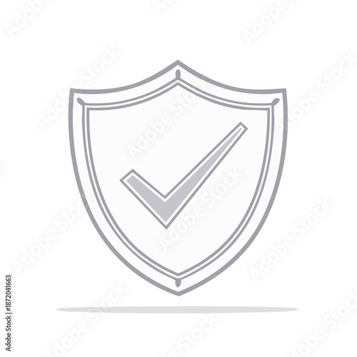 Shield with Check Mark Icon Security Confirmation Symbol Assurance Protection Validity Approved Element