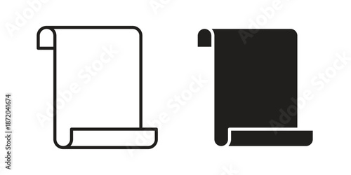 Scroll paper icons. Vector graphic. Editable vector stroke. EPS 10.