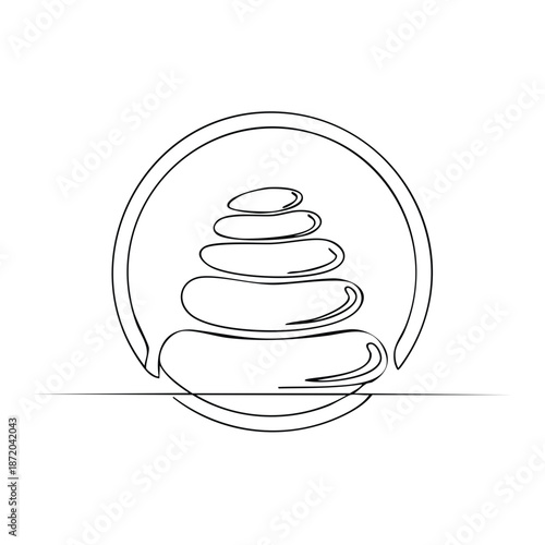 Minimalist Stone Stack Cairn Logo Continuous Line Art Therapy Concept