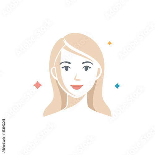 Woman with long blonde hair. Female beauty icon. Fashion portrait with stylized features