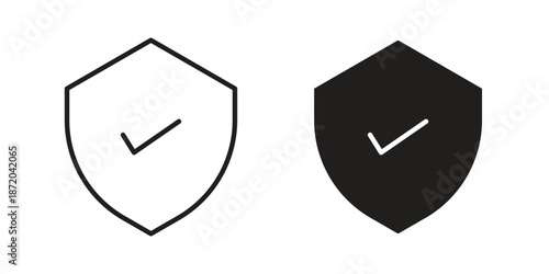 Shield check icons. Vector graphic. Editable vector stroke. EPS 10.