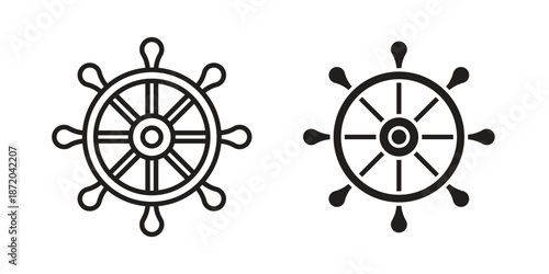 Ship wheel icons. Vector graphic. Editable vector stroke. EPS 10.