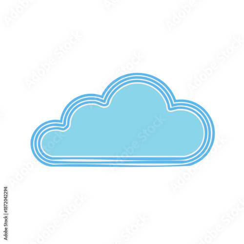 Illustration of a stylized light blue cloud with a white outline against a bright background sky weather forecast atmosphere
