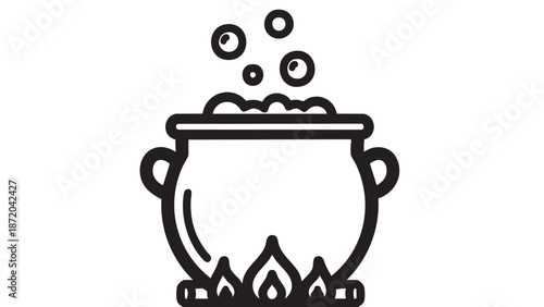 A bubbling cauldron emitting magical steam from its ornate handles