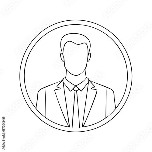 Businessman Profile Outline Portrait in Circle Frame Person Avatar
