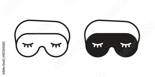 Sleeping mask icons. Vector graphic. Editable vector stroke. EPS 10.