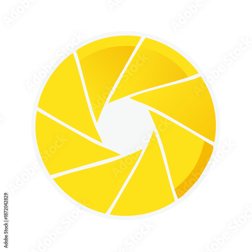 Abstract golden aperture graphic. A circular vector symbol of camera lens blades for photography and optics