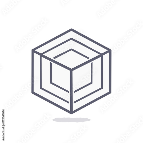 Outline Geometric Cube Shape Illustration Abstract Design Box Structure Visual Element Shape