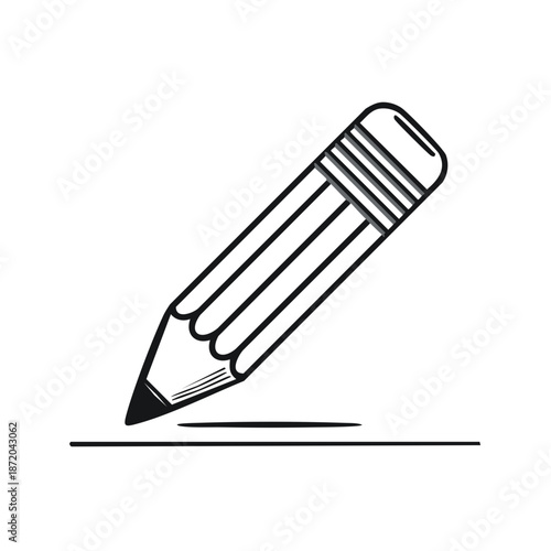 Pencil Sketch Drawing Line Single Object Education Tool Black And White Illustration Creative Process