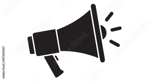Black silhouette of a megaphone isolated on transparent background