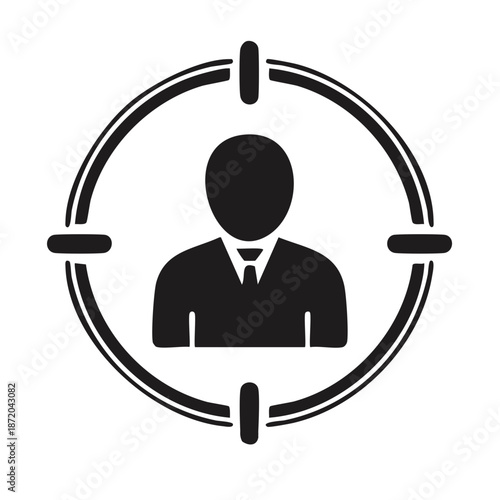 Silhouette of Man in Target: Focus, Goal, Career, Achievement in Black and White