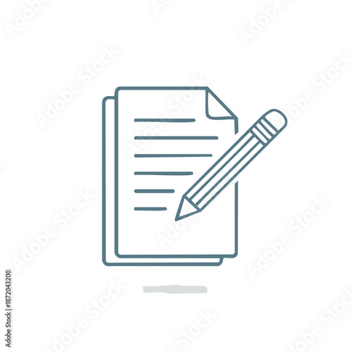 Documents and Pencil Outline Icon Design for Note Taking, Editing, and Writing Tasks