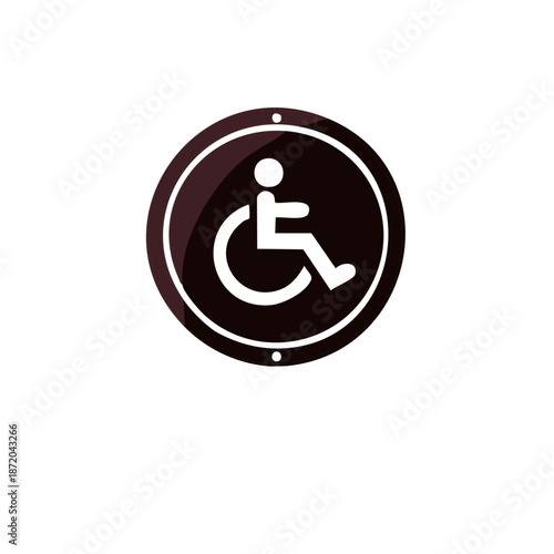 Handicap Accessibility Symbol Round Sign Graphic for Disabled Inclusion and Support Assistance Facilities Icon