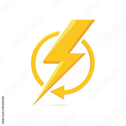 Free Download Bold Yellow Lightning Bolt Icon with Arrow Circle - Energy Symbol Graphic - GFXLoad