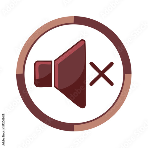 Mute Sound Off Icon in Circle Digital Sign for Audio Quiet Mode Application