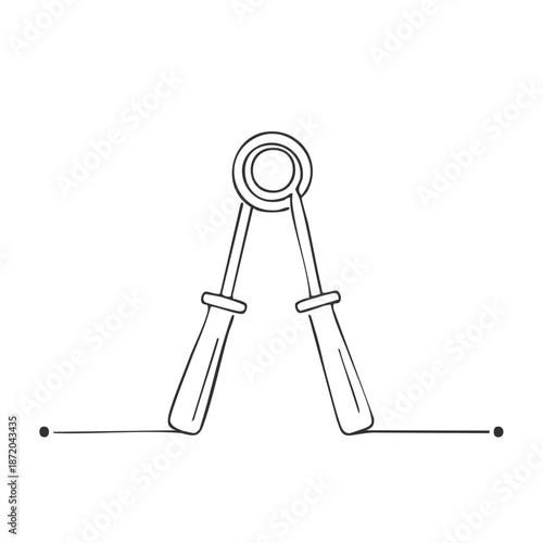 Hand Grip Strengthener Tool Outline Drawing Fitness Hand Exerciser Single Line Black and White Gym Equipment Sketch