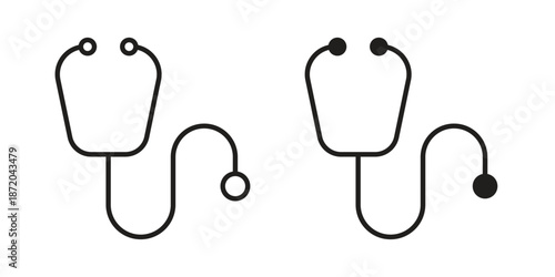 Stethoscope icons. Vector graphic. Editable vector stroke. EPS 10.