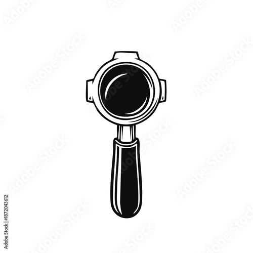 Vintage Coffee Portafilter Illustration in Black and White