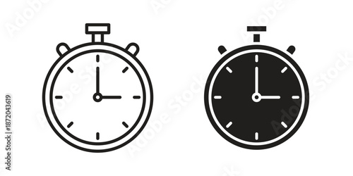 Stop watch icons. Vector graphic. Editable vector stroke. EPS 10.