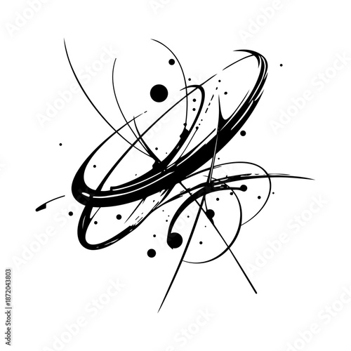 Expressive abstract orbit lines crossing dynamically, evoking motion, creativity, complexity, and energetic interaction.