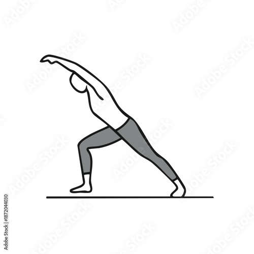 Person doing yoga pose warrior two exercise vector illustration, workout routine stretching posture