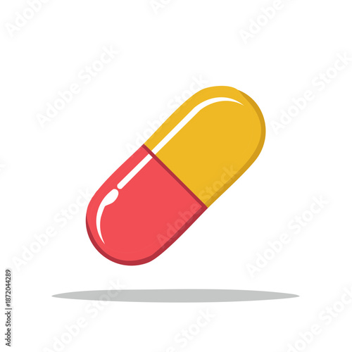 Medical Capsule Isolated Vector Image Showing Pharmaceutical Tablet for Healthcare and Medicine