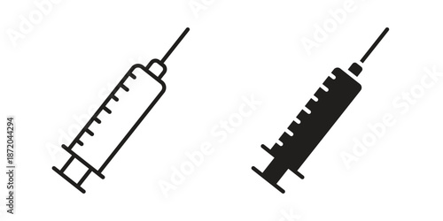 Syringe icons. Vector graphic. Editable vector stroke. EPS 10.