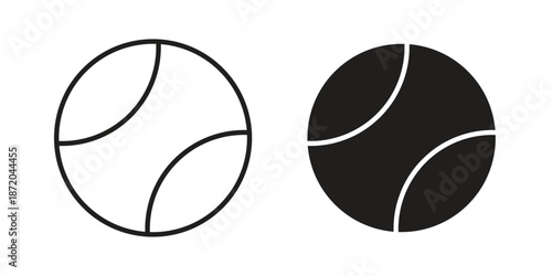 Tennis ball icons. Vector graphic. Editable vector stroke. EPS 10.