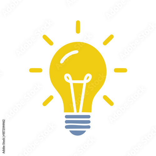 Radiant Light Bulb Vector Illuminating Ideas and Innovation on Plain Backdrop Symbolizing Energy and Inspiration