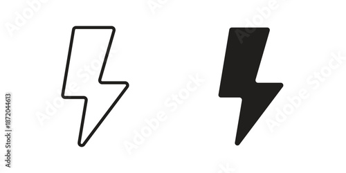 Thunder bolt icons. Vector graphic. Editable vector stroke. EPS 10.