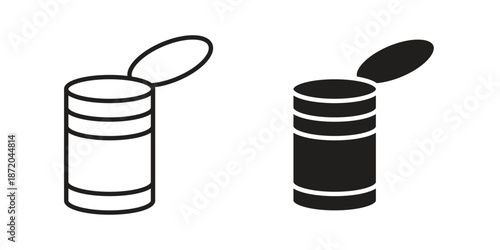 Tin can icons. Vector graphic. Editable vector stroke. EPS 10.