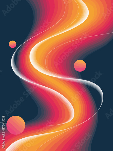 An abstract and vibrant flow of colors merging seamlessly in a cosmic space creates a captivating visual journey, symbolizing movement, energy, and creativity intertwined.