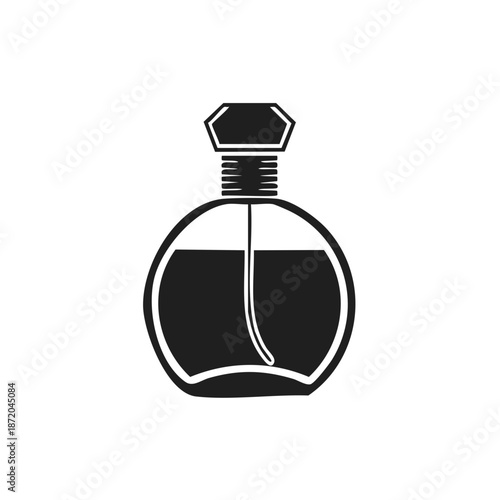 Elegant Round Perfume Bottle Silhouette - Stylish Fragrance Container Design