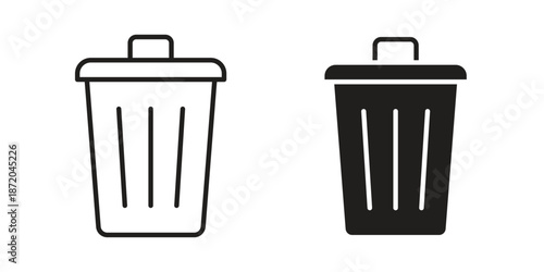 Trash icons. Vector graphic. Editable vector stroke. EPS 10.