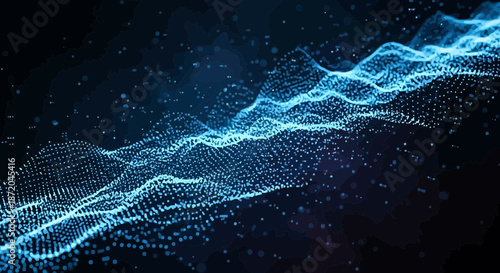 Abstract Digital Waveform with Glowing Particles for Technology Backgrounds