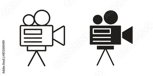 TV camera icons. Vector graphic. Editable vector stroke. EPS 10.